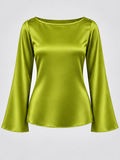 Full Sleeve Silk Top - Wasabi Green
