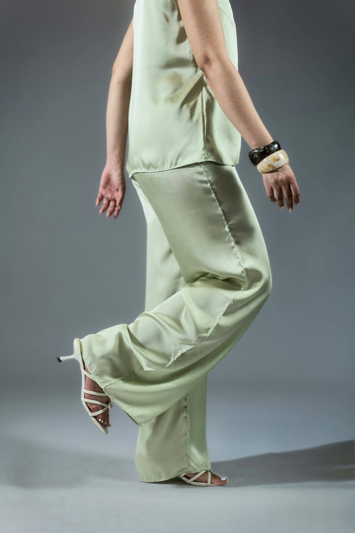 Signature Silk Pants - Sage Green