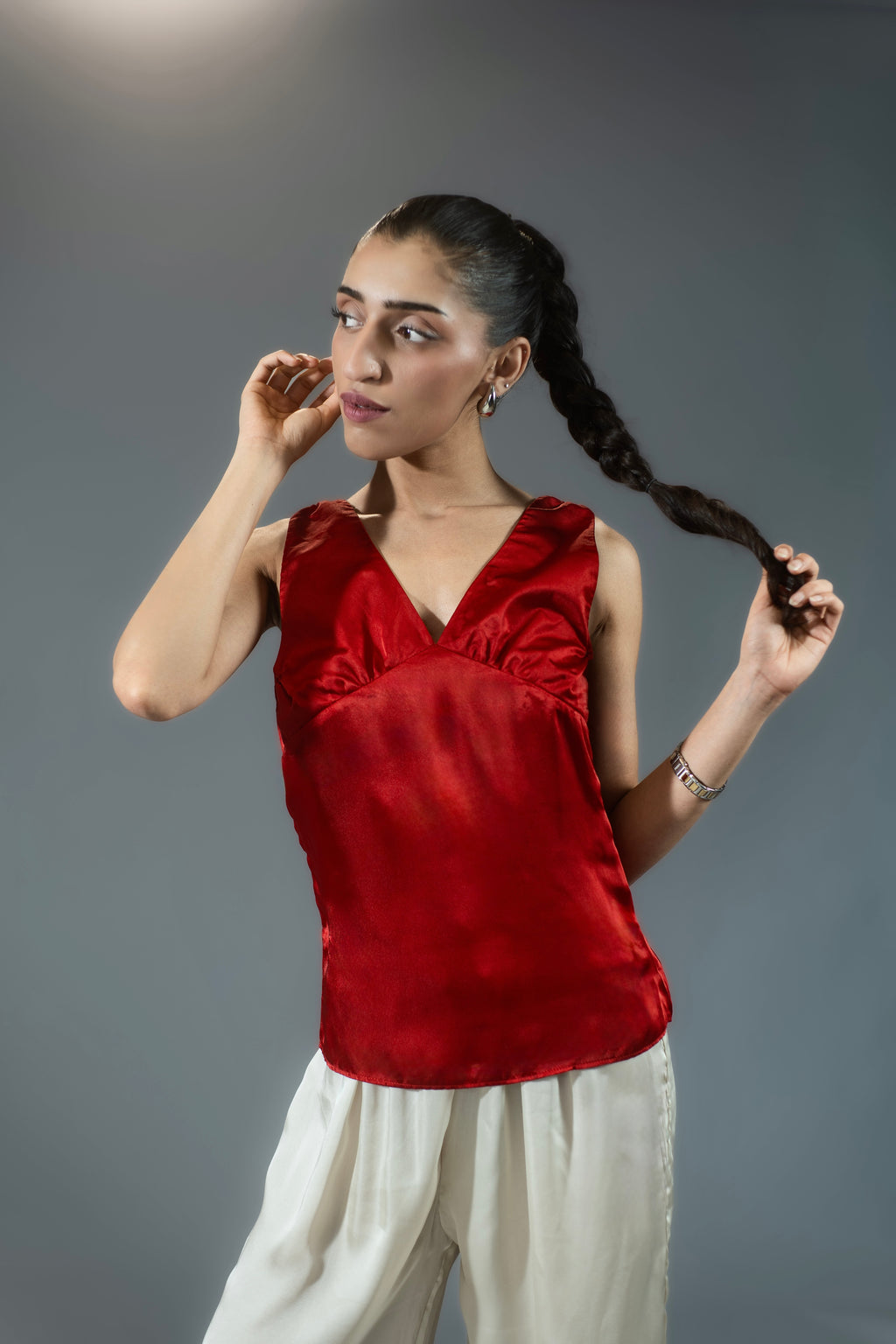 Classic Silk Top - Red