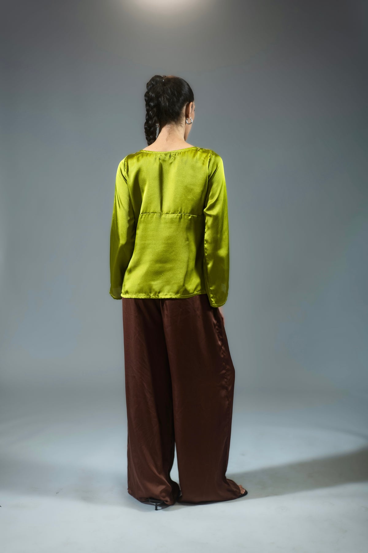 Full Sleeve Silk Top - Wasabi Green