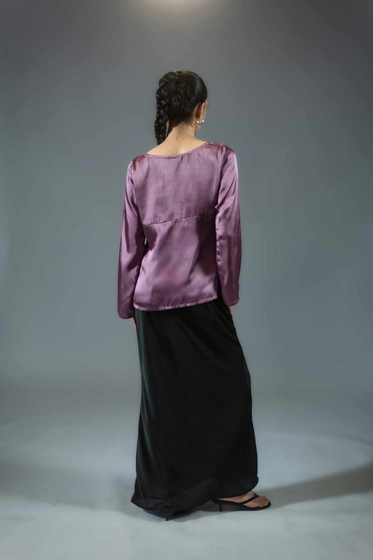 Full Sleeve Silk Top - Purple